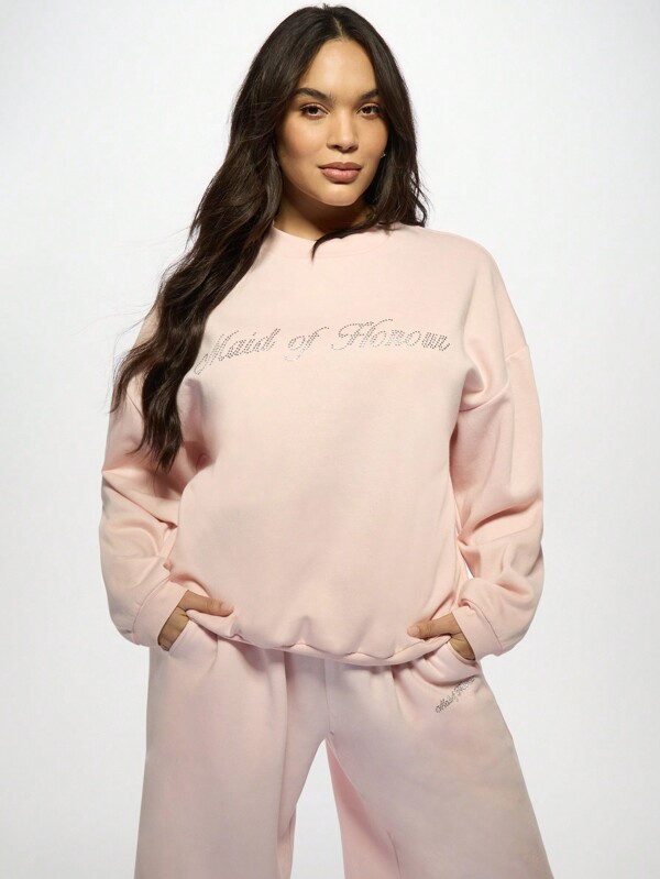 missguided MISSGUIDED MISSGUIDED PLUS Plus Size Crystal Rhinestone Design Sweatshirt
