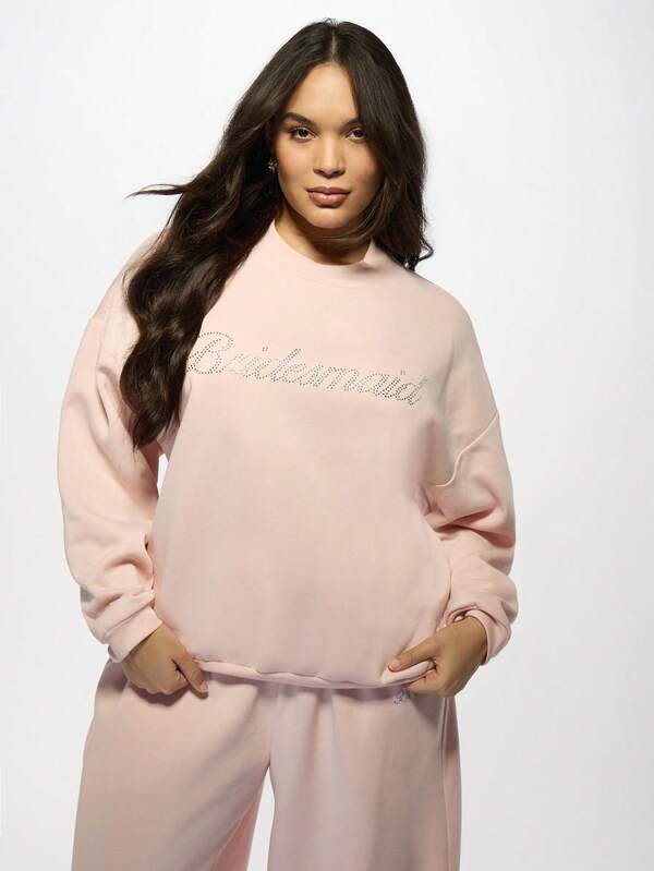 Missguided MISSGUIDED MISSGUIDED PLUS Plus Size Diamante Oversized Crew Neck Sweatshirt