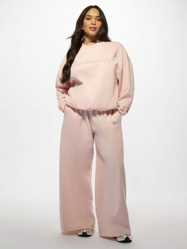 Missguided MISSGUIDED MISSGUIDED PLUS Plus Size Diamante Oversized Crew Neck Sweatshirt