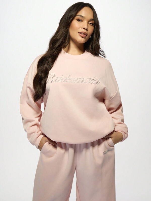 missguided MISSGUIDED MISSGUIDED PLUS Plus Size Diamante Oversized Crew Neck Sweatshirt