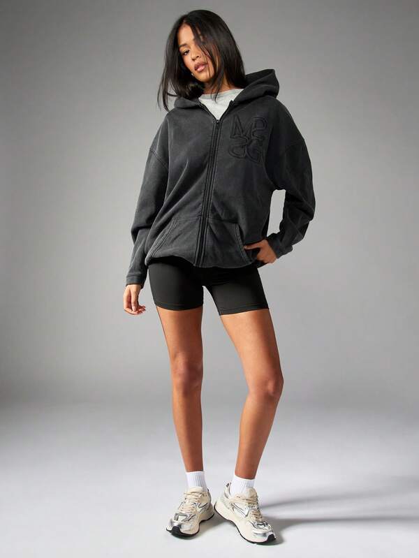 Missguided MISSGUIDED MISSGUIDED PLUS Plus Size Full Zip Hooded Fleece Sweatshirt Relaxed Fit