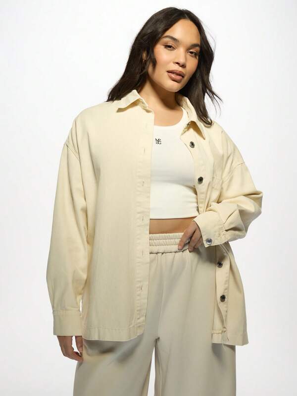 missguided MISSGUIDED MISSGUIDED PLUS Plus Size Oversized Button-Up Denim Shirt Jacket