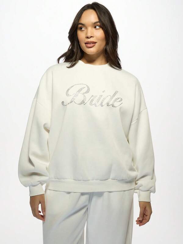 Missguided MISSGUIDED MISSGUIDED PLUS Plus Size Oversized Crystal Embellished Sweatshirt