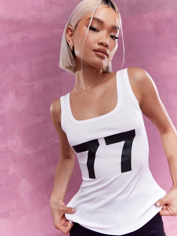 Missguided MISSGUIDED Printed Ribbed Tank Top