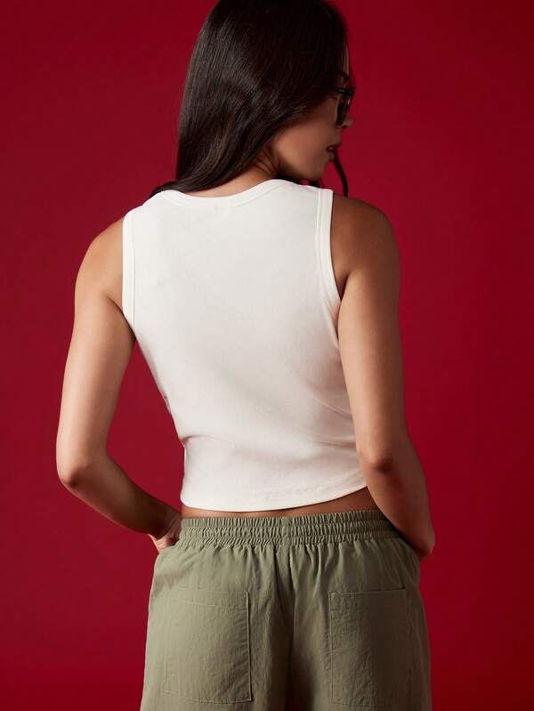 Missguided MISSGUIDED Ribbed Crop Tank Top