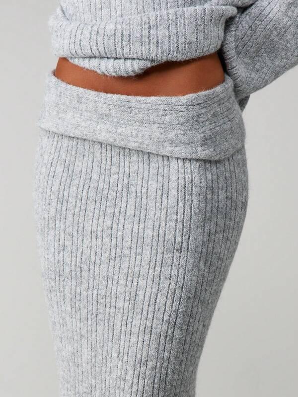 Missguided MISSGUIDED Ribbed Fold Over Maxi Skirt