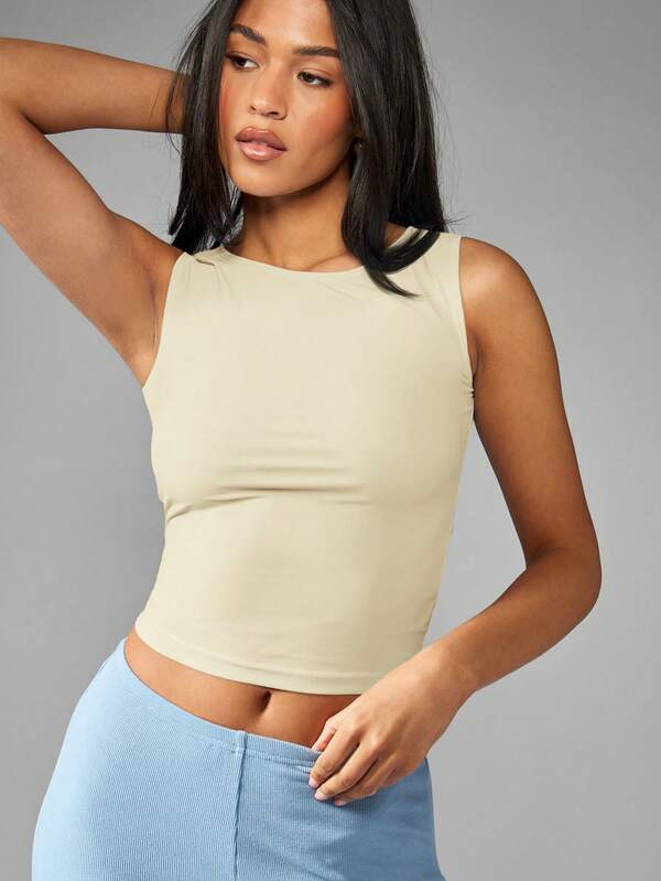 Missguided MISSGUIDED Ribbed High Neck Tank Top