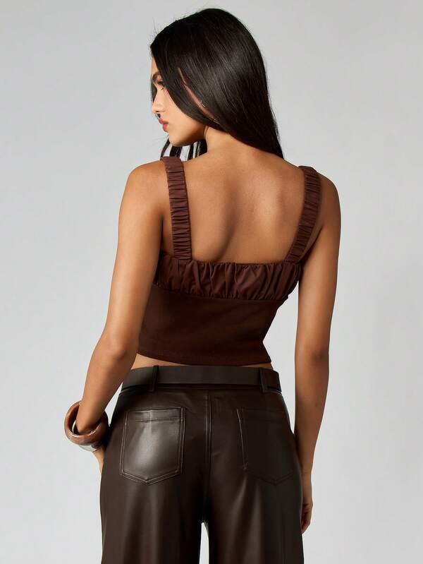 Missguided MISSGUIDED Ribbed Tank With Ruched Bust
