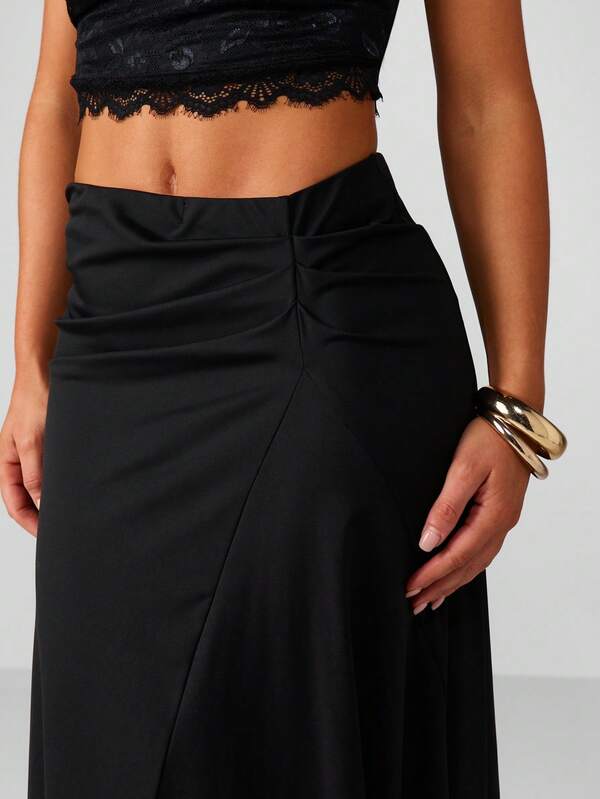 Missguided MISSGUIDED Ruched Side Wrap Maxi Skirt