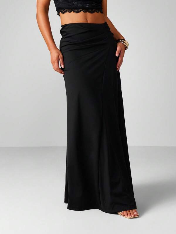 missguided MISSGUIDED Ruched Side Wrap Maxi Skirt