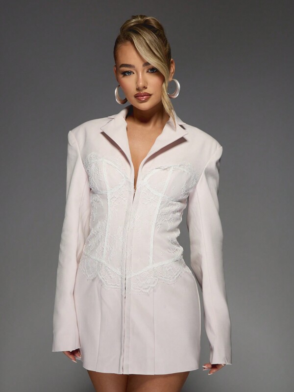 missguided MISSGUIDED Sheer Lace Corset Blazer
