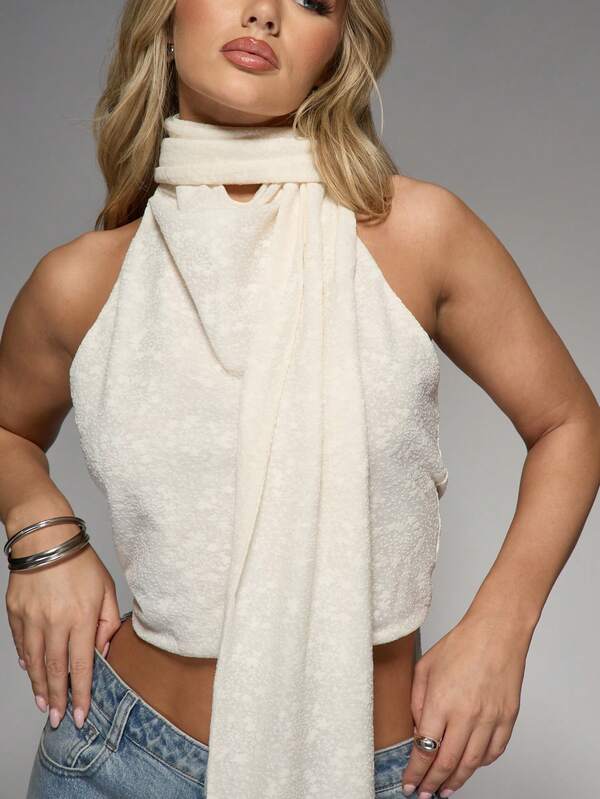 Missguided MISSGUIDED Sheer Wrap Tie Top