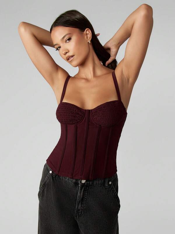 Missguided MISSGUIDED Shirred Bust Corset Tank Top