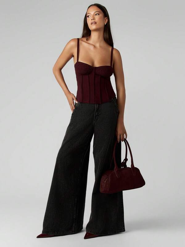 Missguided MISSGUIDED Shirred Bust Corset Tank Top