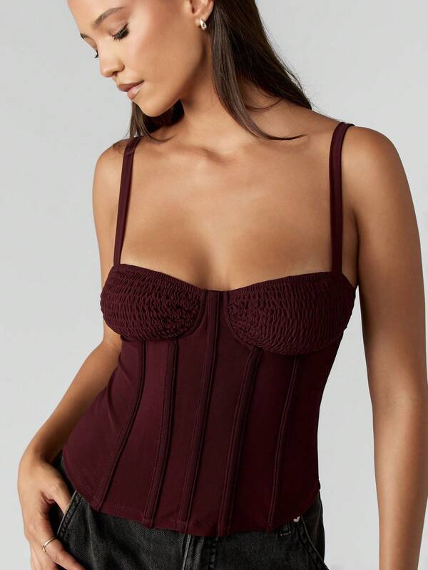 missguided MISSGUIDED Shirred Bust Corset Tank Top