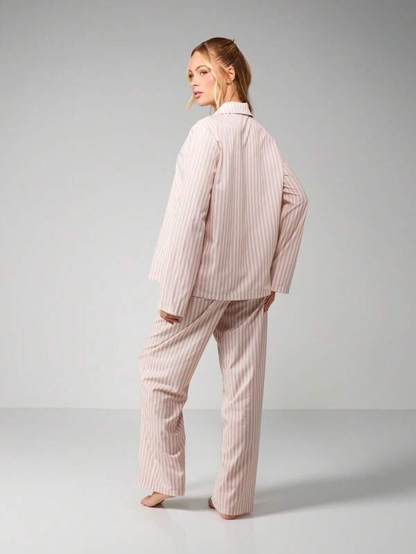 Missguided MISSGUIDED Striped Bow Front Pajama Set
