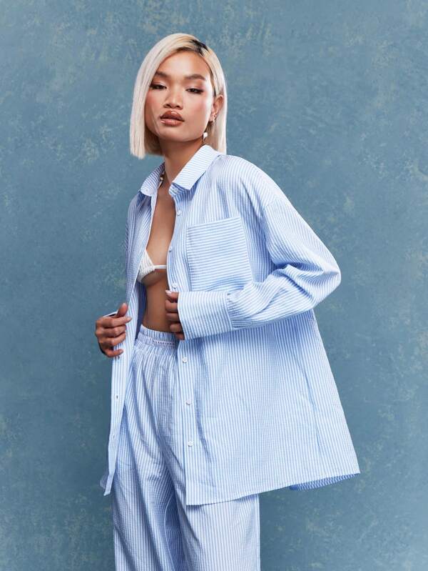 missguided MISSGUIDED Striped Oversized Shirt