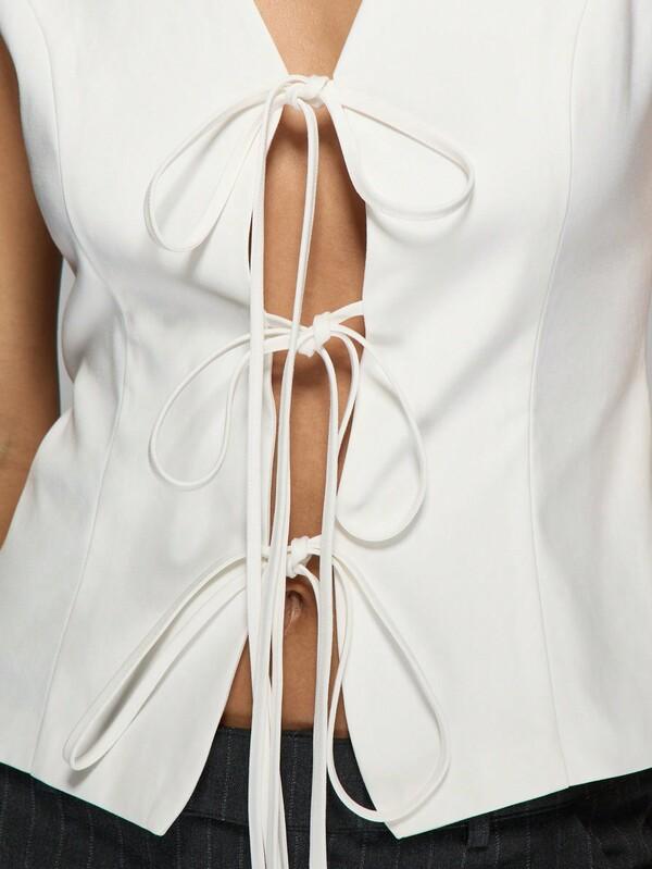 Missguided MISSGUIDED Tie Front Waistcoat Top