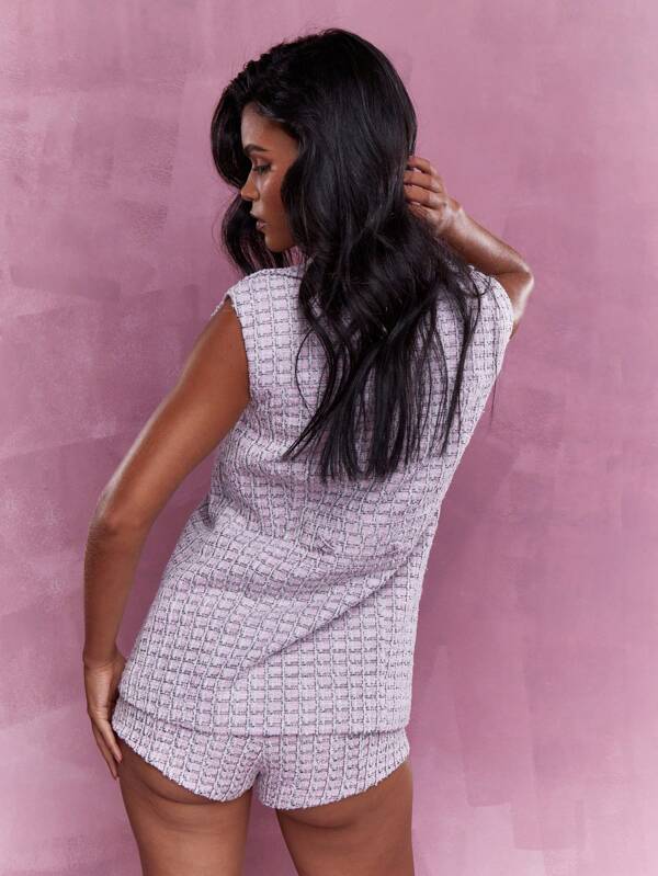 Missguided MISSGUIDED Tweed DB Sleeveless Jacket