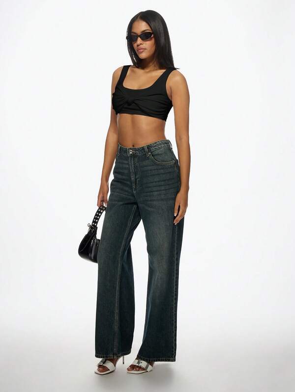 Missguided MISSGUIDED Twist Front Crop Tank Top
