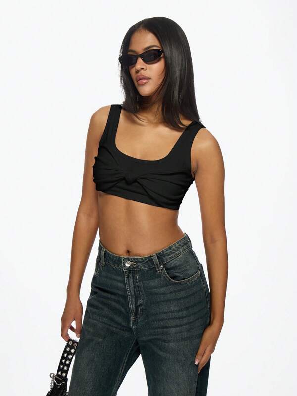 missguided MISSGUIDED Twist Front Crop Tank Top