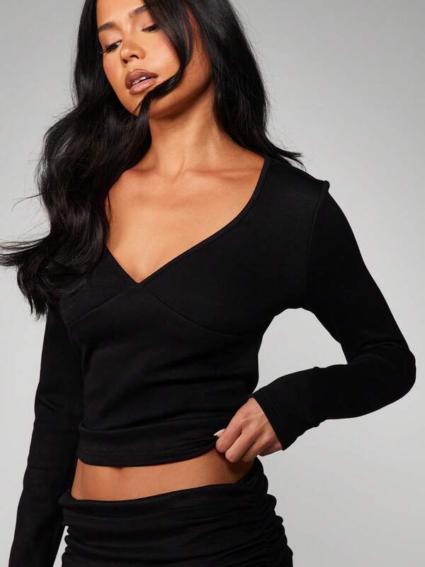 Missguided MISSGUIDED V Neck Wrap Style Lounge Top