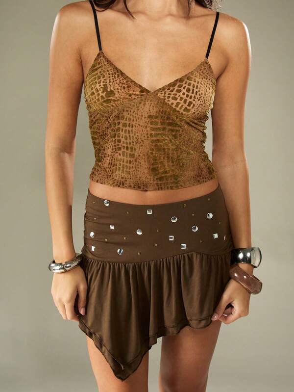 Missguided MISSGUIDED Velour Animal Print Cami Top