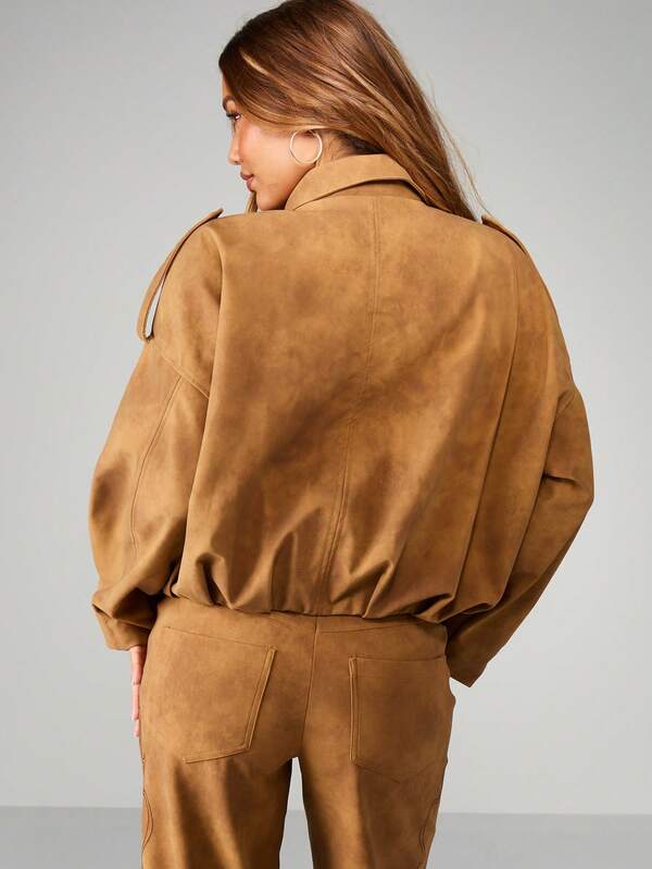 Missguided MISSGUIDED Western Suede Bomber Jacket