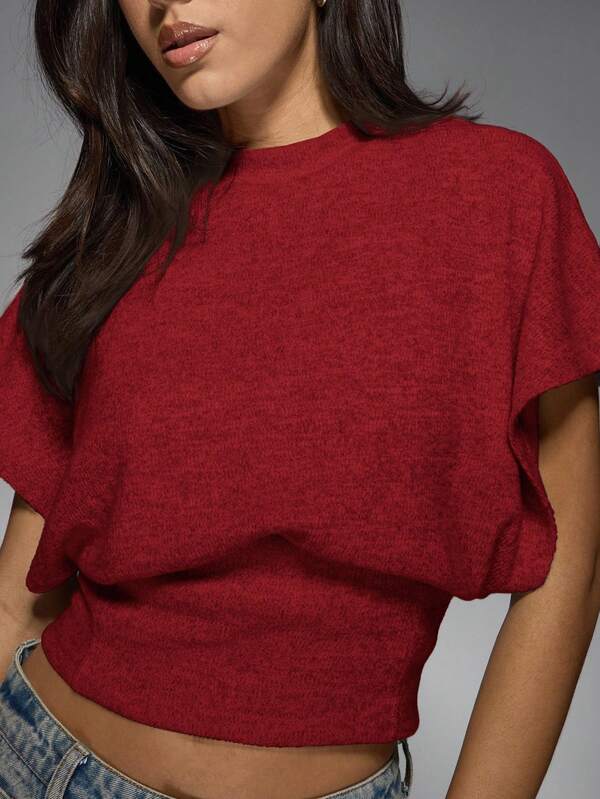 Missguided MISSGUIDED Mock Neck Dolman Sleeve Crop Top With Fitted Waist