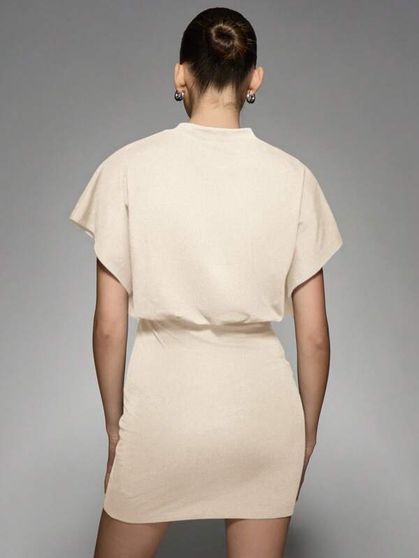 Missguided MISSGUIDED Modern Draped Overlay Bodycon Ruched Mini Dress