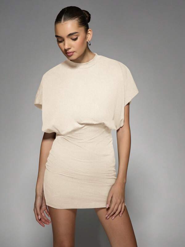 missguided MISSGUIDED Modern Draped Overlay Bodycon Ruched Mini Dress