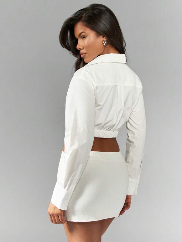 Missguided MISSGUIDED Modern Minimalist Slim Fit Collared Long Sleeve Blouse
