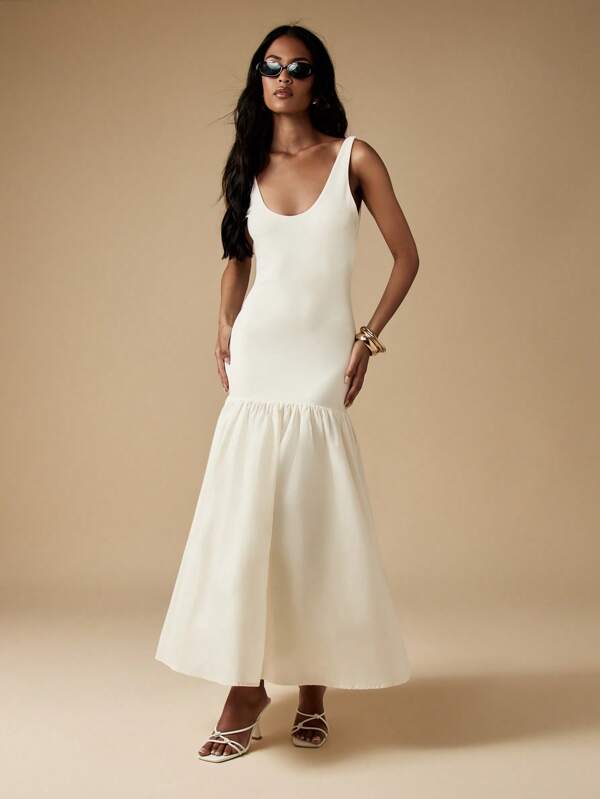 missguided MISSGUIDED Modern Sleeveless Drop Waist Maxi Dress