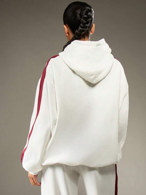 Missguided MISSGUIDED Monogram Oversized Hoodie With Side Stripe Detail