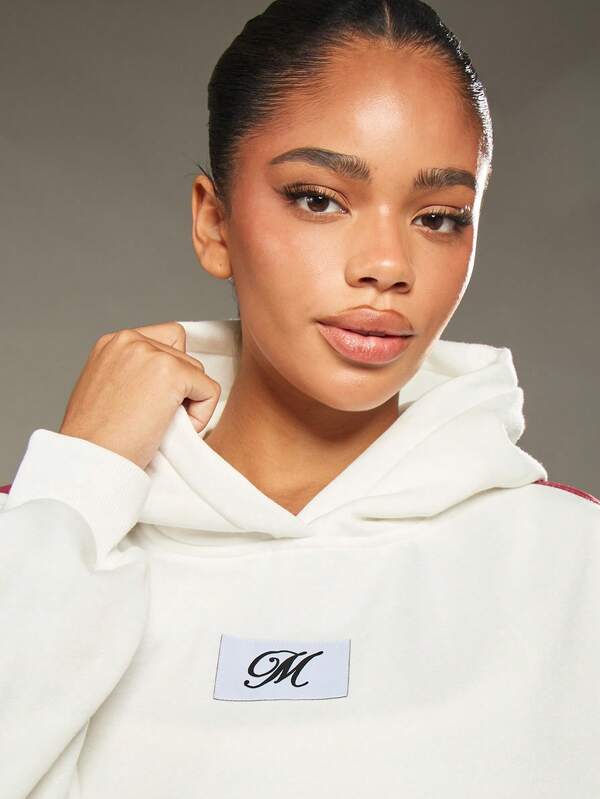 Missguided MISSGUIDED Monogram Oversized Hoodie With Side Stripe Detail