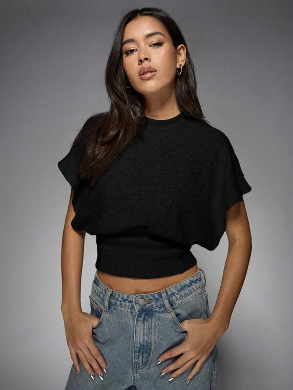 missguided MISSGUIDED Music Festival Cinched Waist Slinky Dolman Sleeves T-Shirt