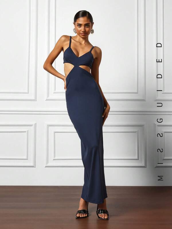 Missguided MISSGUIDED Music Festival Cut Out Detail Cami Bodycon Maxi Dress Cute Sundress