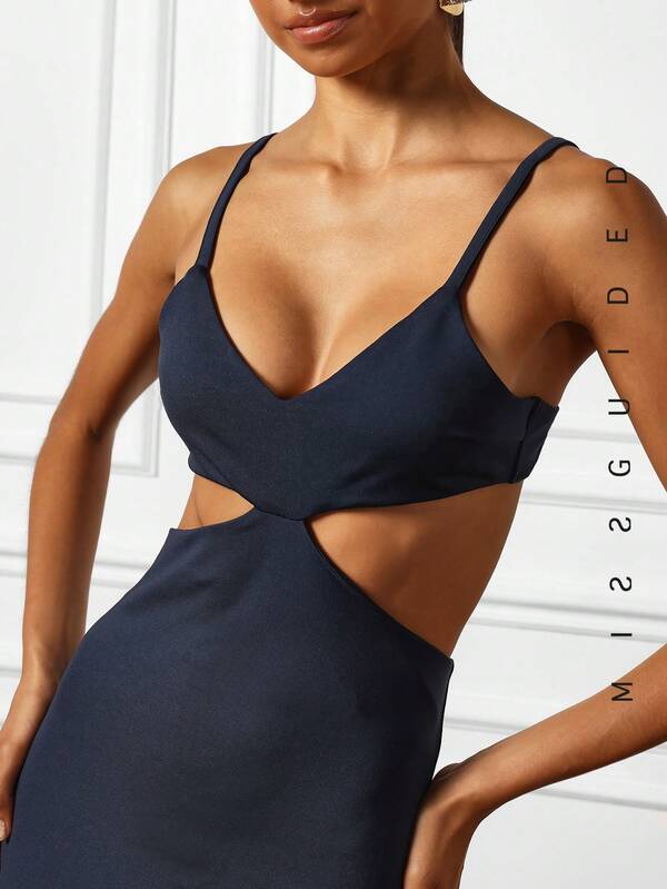 Missguided MISSGUIDED Music Festival Cut Out Detail Cami Bodycon Maxi Dress Cute Sundress