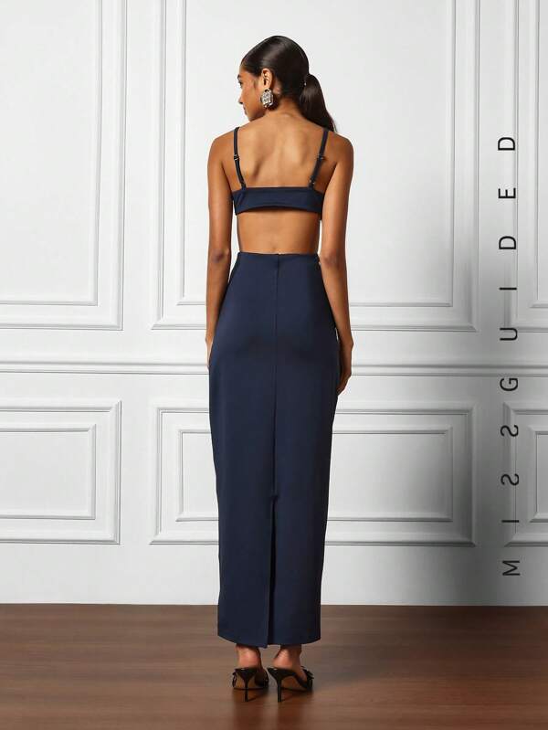 missguided MISSGUIDED Music Festival Cut Out Detail Cami Bodycon Maxi Dress Cute Sundress