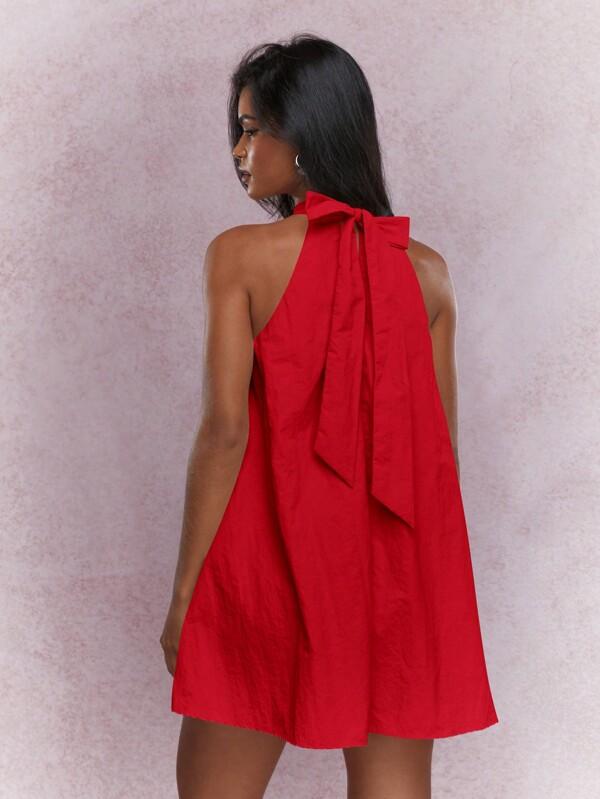 Missguided MISSGUIDED Music Festival Halter Neck Textured A Line Mini Dress Cute Sundress