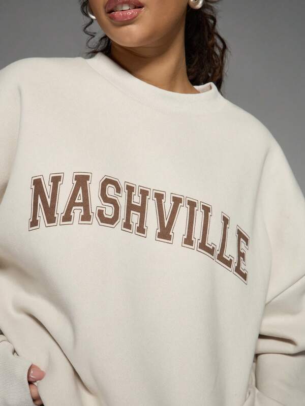 Missguided MISSGUIDED Nashville Varsity Style Cozy Pullover Sweatshirt