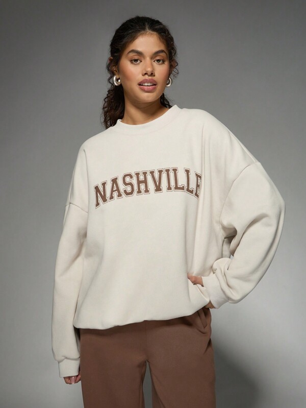 missguided MISSGUIDED Nashville Varsity Style Cozy Pullover Sweatshirt