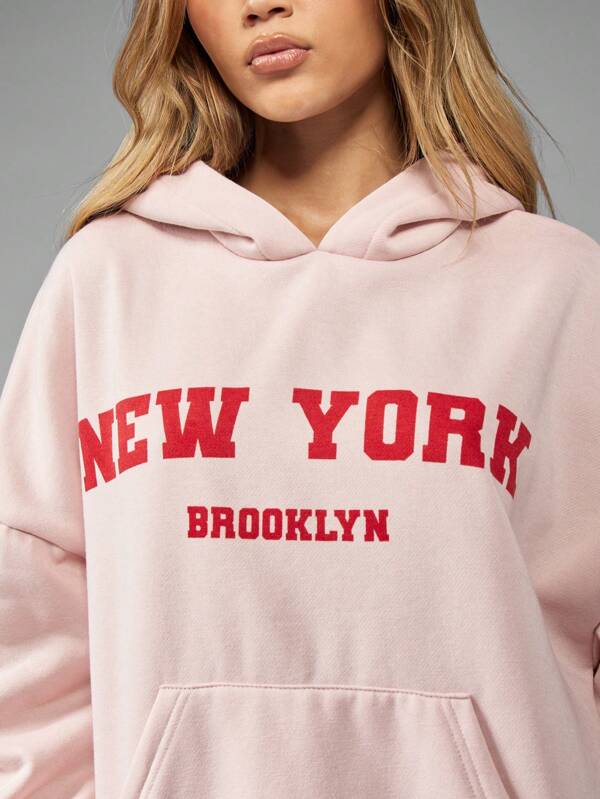 Missguided MISSGUIDED New York Brooklyn Varsity Hooded Women Sweatshirt