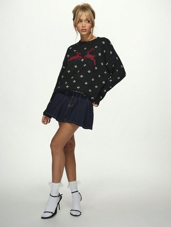 Missguided MISSGUIDED Nordic Pattern Classic Knit Pullover Sweater