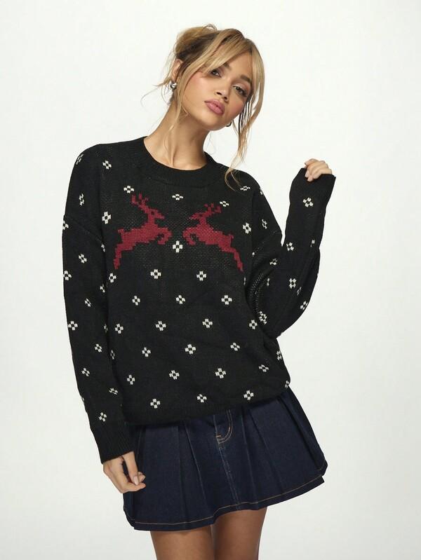 Missguided MISSGUIDED Nordic Pattern Classic Knit Pullover Sweater