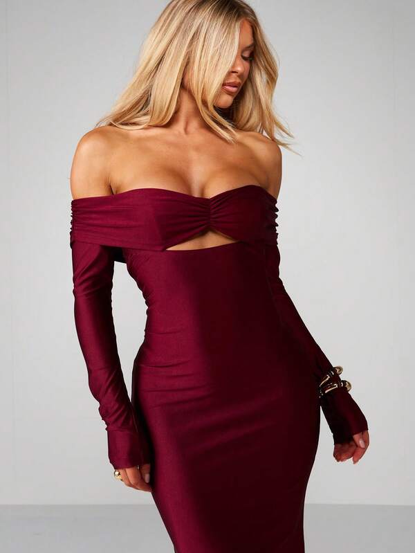 Missguided MISSGUIDED Off Shoulder Bodycon Dress With Twisted Detail