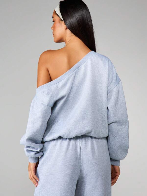 Missguided MISSGUIDED Off Shoulder Button Detail Sweatshirt