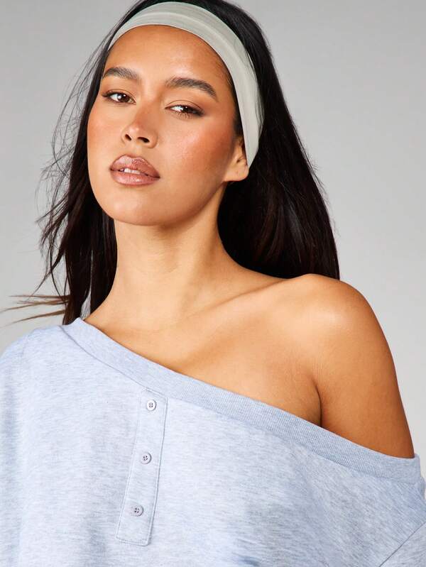 Missguided MISSGUIDED Off Shoulder Button Detail Sweatshirt