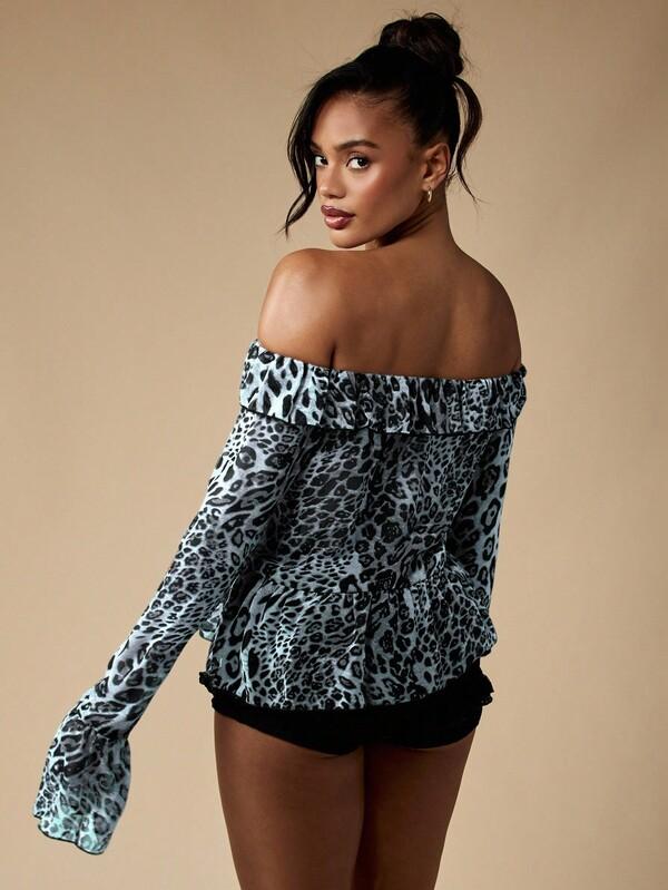 Missguided MISSGUIDED Off Shoulder Chiffon Blouse With Balloon Sleeves