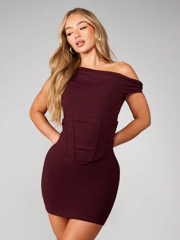 missguided MISSGUIDED Off Shoulder Corset Mini Dress
